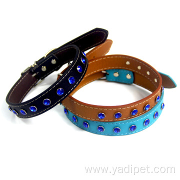 Customized pet dog collars logo PU dog collar